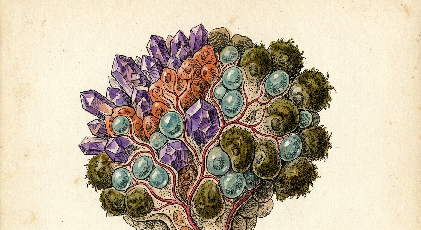 AI-generated illustration for: Cancer tumors maintain a diverse portfolio of cell types to protect themselves from extinction.