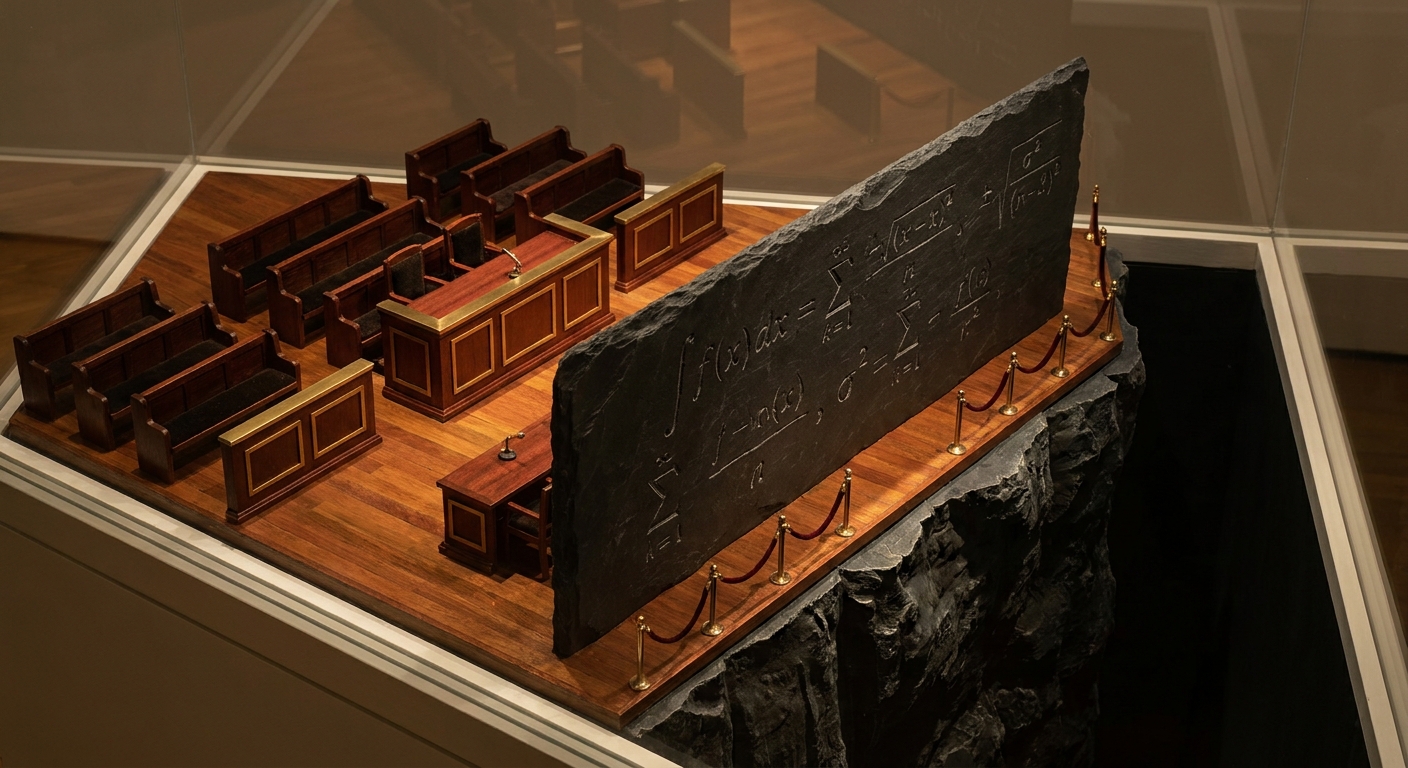 AI-generated illustration for: A mathematical wall prevents algorithms from ever accurately predicting rare violent crimes in the legal system.