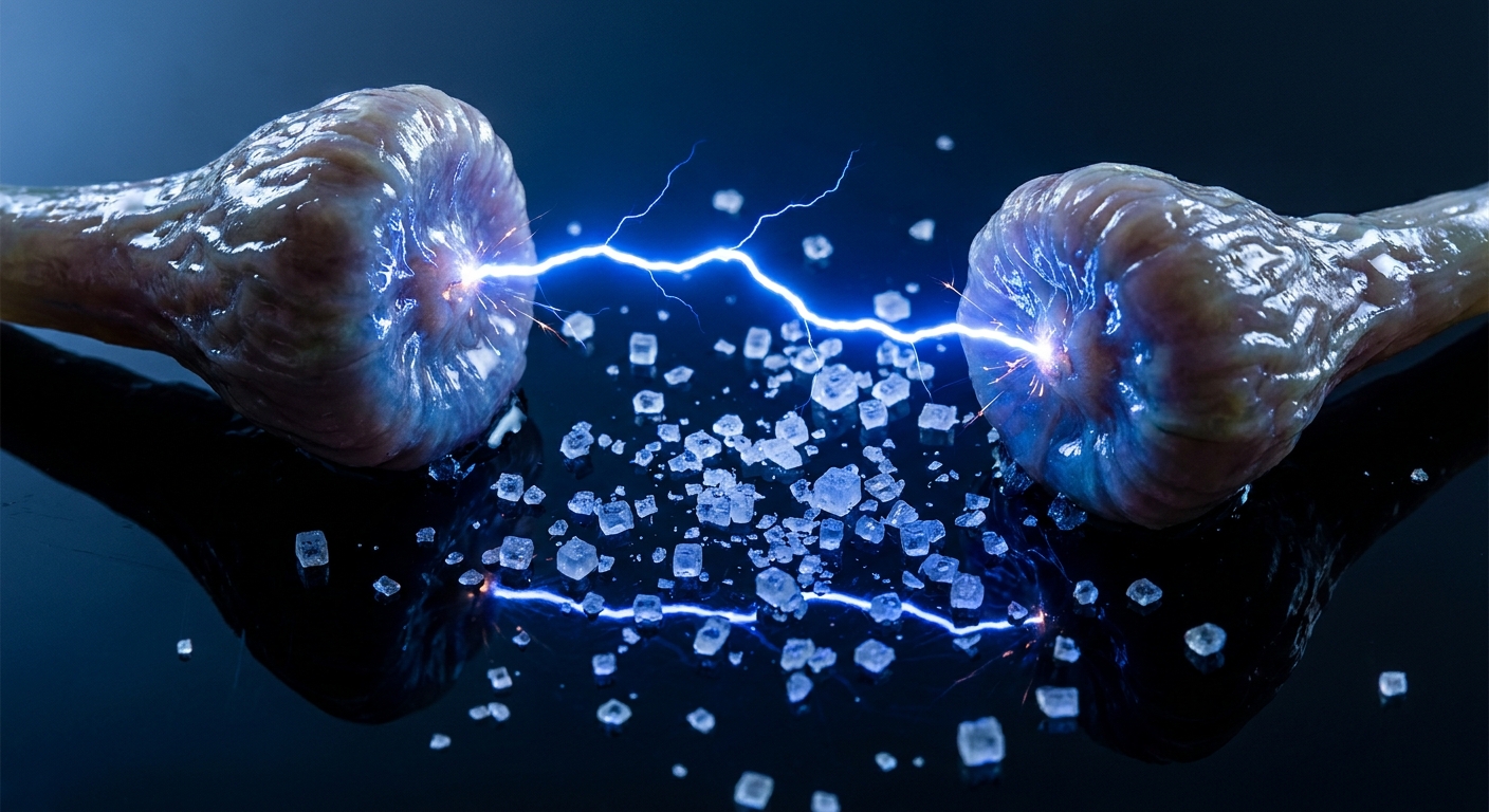 AI-generated illustration for: Neurons communicate through a rapid exchange of electrons rather than moving salt ions around.
