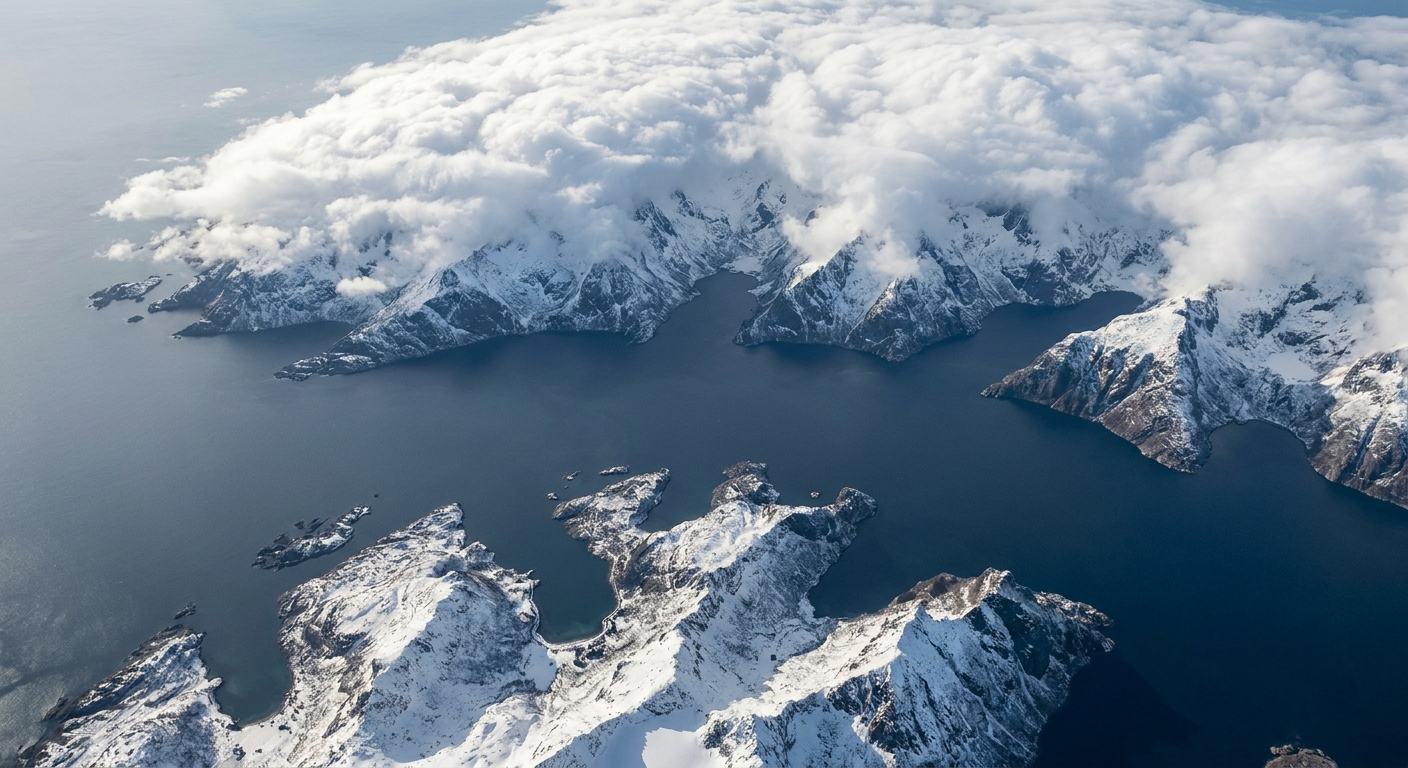 AI-generated illustration for: Coastlines and clouds follow a specific mathematical rule that has finally been proven after fifty years.